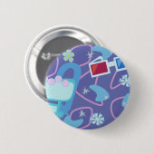 3-D Brille Fünfziger Boomerang-Muster Button (Vorne & Hinten)