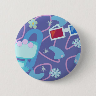 3-D Brille Fünfziger Boomerang-Muster Button