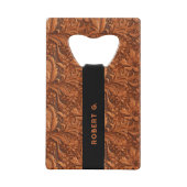 3-D brown tooled floral leather pattern Geldbeutel Flaschenöffner (Rückseite)