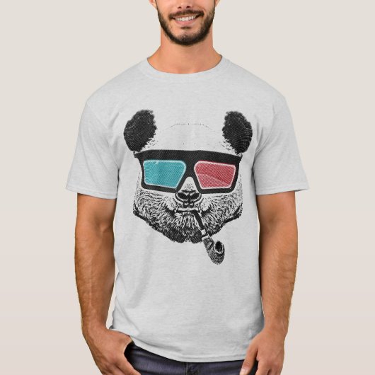 3-D Gläser des Vintagen Pandas T-Shirt (Vorderseite)
