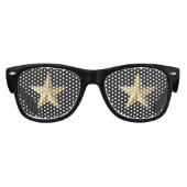3-D-Gold-Stars auf schwarz Partybrille (Vorderseite)
