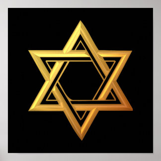 "3-D" Golden Star von David Poster