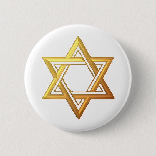 "3-D" goldener Davidsstern Button (Vorderseite)