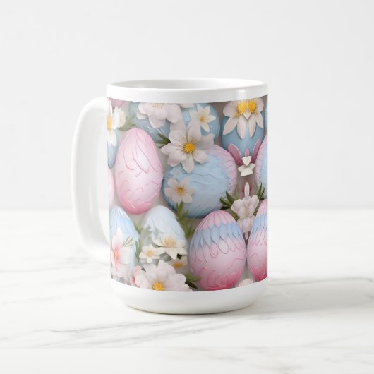 3-D Happy Easter Eggs Keramik Tasse (Vorderseite Links)