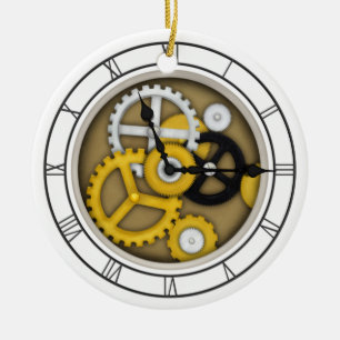 3-D Illusion Clock Art mit sichtbarer Arbeit Keramik Ornament