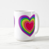 3-d Lagen Herz in Regenbogenfarben Kaffeetasse (VorderseiteRechts)