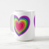 3-d Lagen Herz in Regenbogenfarben Kaffeetasse (Vorderseite Links)