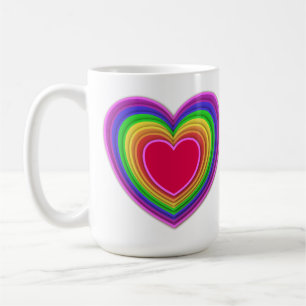 3-d Lagen Herz in Regenbogenfarben Kaffeetasse