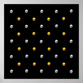 3-D Look Silver and Gold Holiday Ornaments Poster