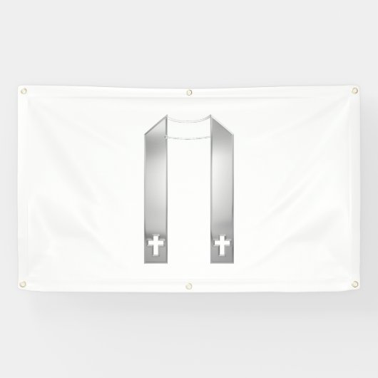 3-D Look Silver Priest’s Stole Banner (Horizontal)