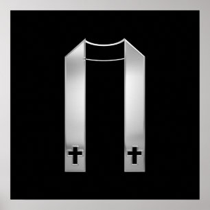 3-D Look Silver Priest’s Stole Poster