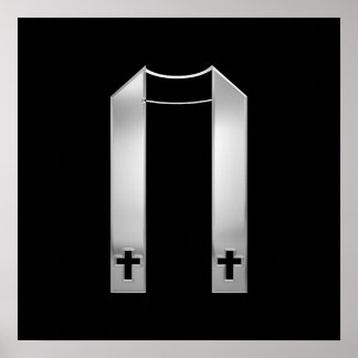 3-D Look Silver Priest’s Stole Poster