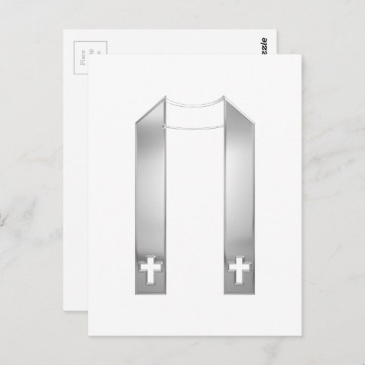 3-D Look Silver Priest’s Stole Postkarte (Vorne/Hinten)