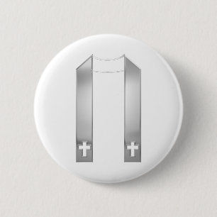 3-D Look Silver Priest's Stole Button