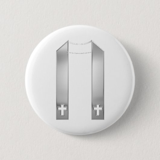 3-D Look Silver Priest's Stole Button (Vorderseite)