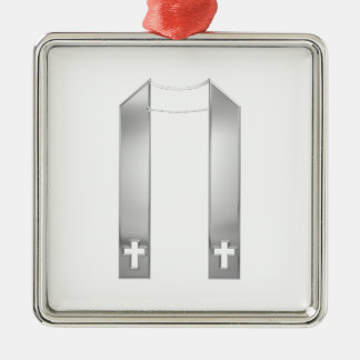 3-D Look Silver Priest's Stole Ornament Aus Metall