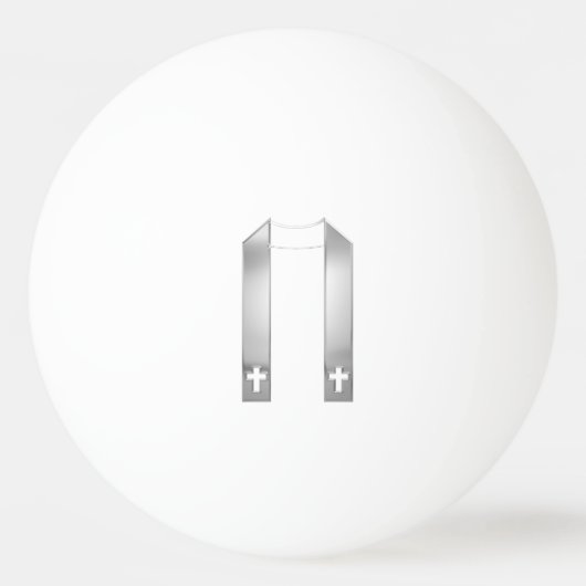3-D Look Silver Priest's Stole Tischtennisball (Vorderseite)