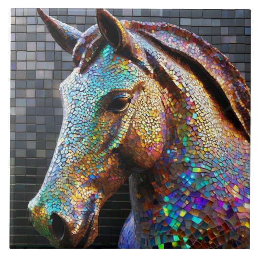 3-d Mosaik Pferdekopf Statue Fliese (Vorderseite)