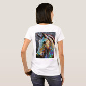 3-d Mosaik Pferdekopf Statue T-Shirt (Schwarz voll)