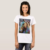 3-d Mosaik Pferdekopf Statue T-Shirt (Vorne ganz)