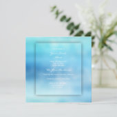 3-D Ombre Ocean Sky Blue Beach Ocean Glass Einladung (Stehend Vorderseite)