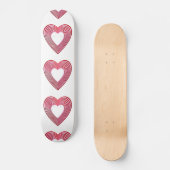 "3-D" Rote und rosa Herzen Skateboard (Vorderseite)
