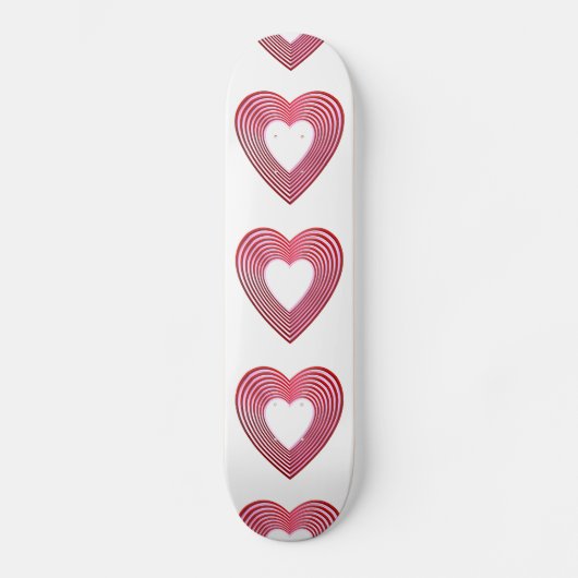 "3-D" Rote und rosa Herzen Skateboard (Vorderseite)