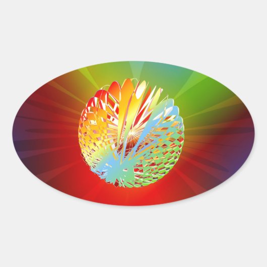 3-d-Sphere Ovaler Aufkleber (Vorderseite)