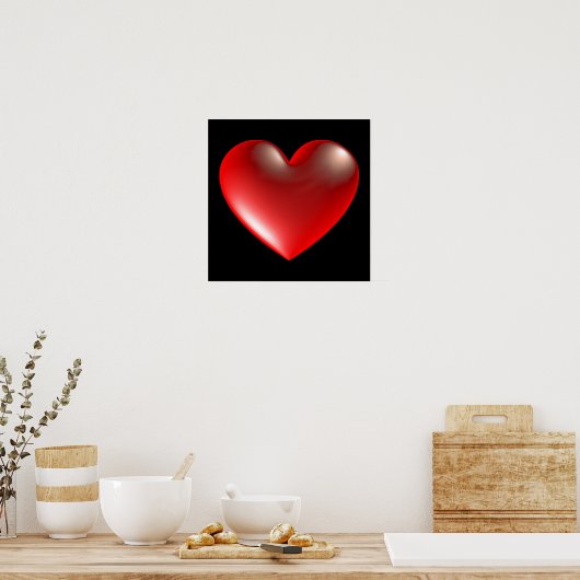 3-D-Style-Herz-Symbol Rot Poster (Küche)