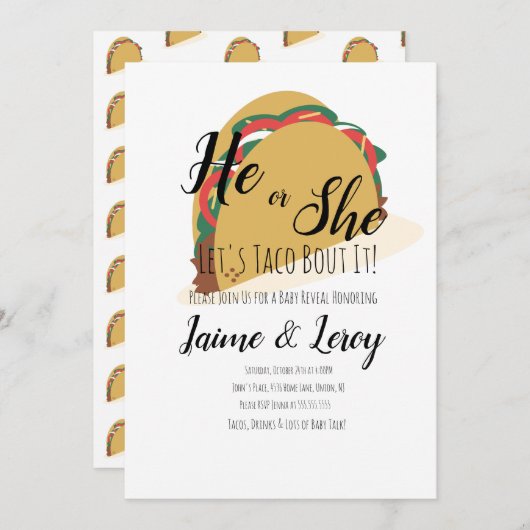 3-D-Taco-Party-Gender-Offenlegung Er oder sie Einl Einladung (Vorne/Hinten)