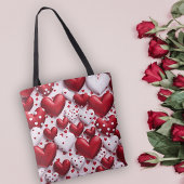 3-D Valentine Heart Design Tote Bag Tasche