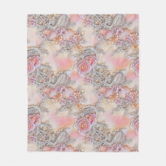 3-D-verzaubert Rosenmuster Fleecedecke (Vorderseite)