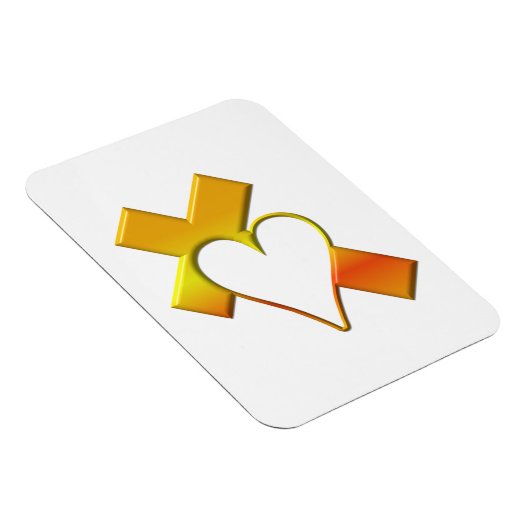 "3-D" Yellow Cross with Heart Magnet (Rechte Seite)