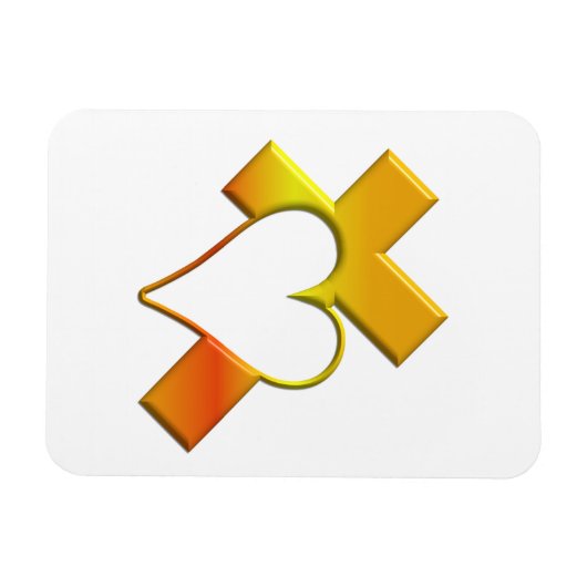 "3-D" Yellow Cross with Heart Magnet (Horizontal)