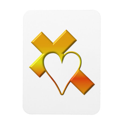 "3-D" Yellow Cross with Heart Magnet (Vertikal)