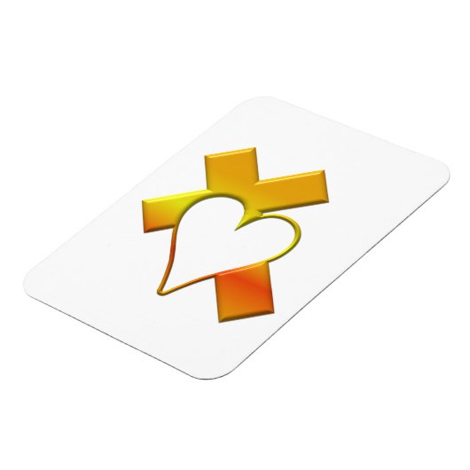 "3-D" Yellow Cross with Heart Magnet (Linke Seite)