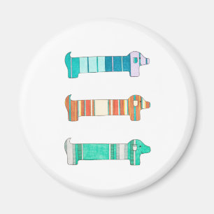 3 Dackel Color Study #1 Magnet