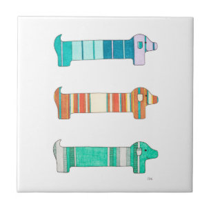 3 Dackel Color Study #1 Tile Fliese