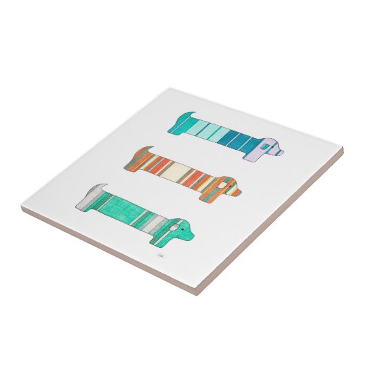 3 Dackel Color Study #1 Tile Fliese (Seite)