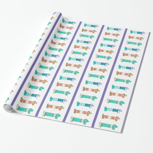 3 Dackel Color Study #1 Wrapping Paper Geschenkpapier (Ungerollt)