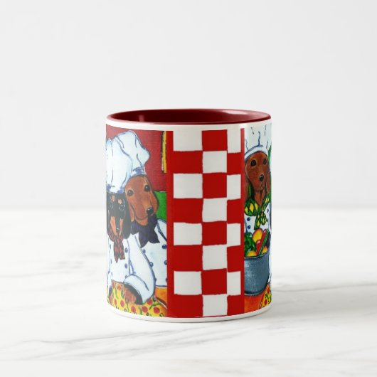 3 Dackeln des Koch Zweifarbige Tasse (Mittel)