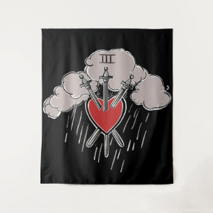 3 der Schwerter Liebe Herz Tarot Illustration Drei Wandteppich