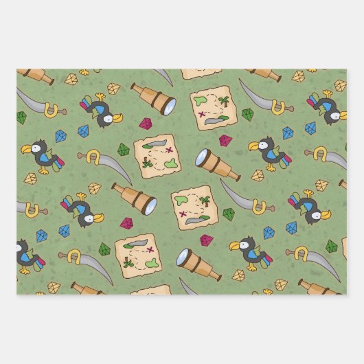 3 Designs - 1 Cowboys und 2 Pirates Geschenkpapier Set (Vorderseite 3)