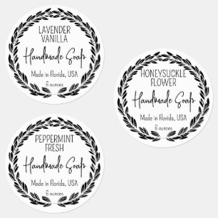 3 Designs Custom Modern Leaf Border Waterproof Etiketten
