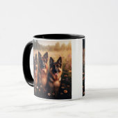 3 Deutsche Hirten auf dem Gebiet der Wildblumen Tasse (Vorderseite Links)