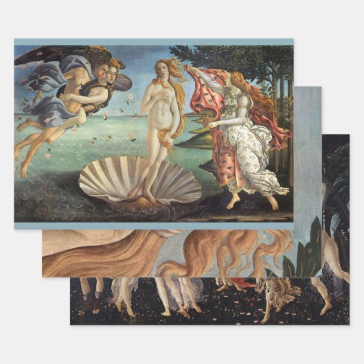 3 different Renaissance Art by Sandro Botticelli Geschenkpapier Set (Set)