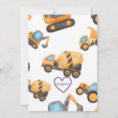 3 & Diggin It, Construction Vehicle 3rd Birthday Einladung (Rückseite)