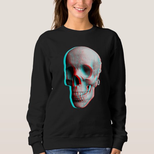 3 Dimensionaler Effekt Blau Rotes Skelett Sweatshirt (Vorderseite)