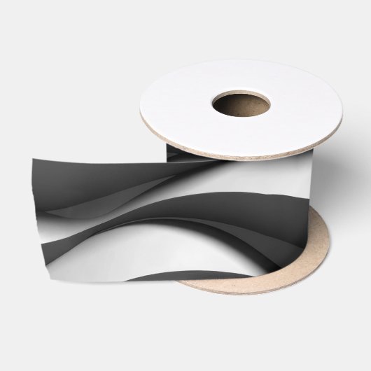 3-dimensionales welliges Schwarz-Weiß-Muster Satinband (Spule)