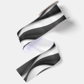 3-dimensionales welliges Schwarz-Weiß-Muster Satinband (Rückseite)